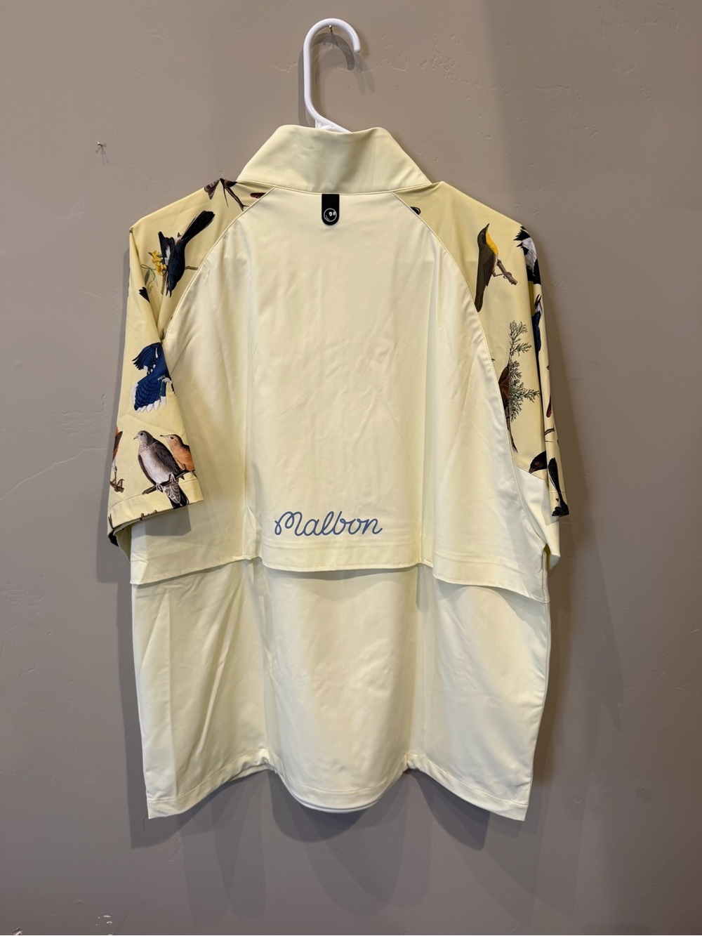 Malbon Cream Short-Sleeve Windbreaker with Bird Print Sleeves - Picture 2 of 2